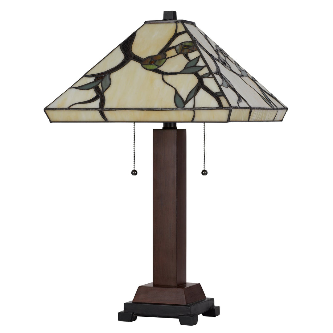 60W X 2 METAL/RESIN TIFFANY TABLE LAMP WITH PULL CHAIN SWITCHES Cal Lighting