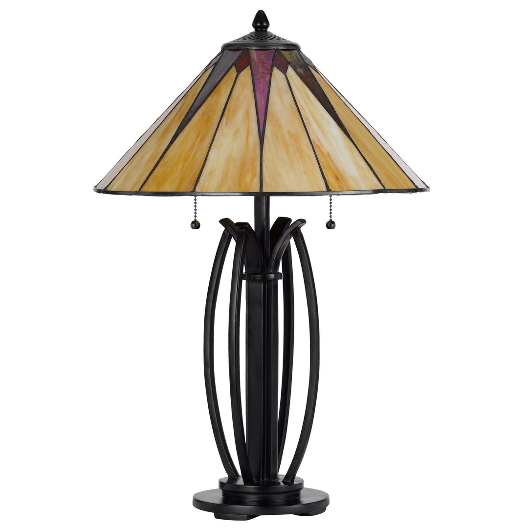 60W X 2 METAL/RESIN TIFFANY TABLE LAMP WITH PULL CHAIN SWITCHES Cal Lighting