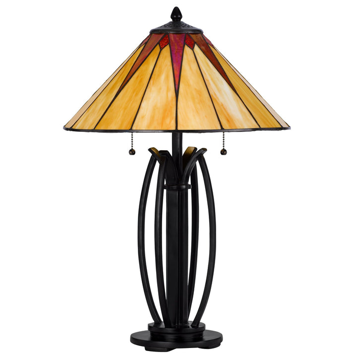 60W X 2 METAL/RESIN TIFFANY TABLE LAMP WITH PULL CHAIN SWITCHES Cal Lighting