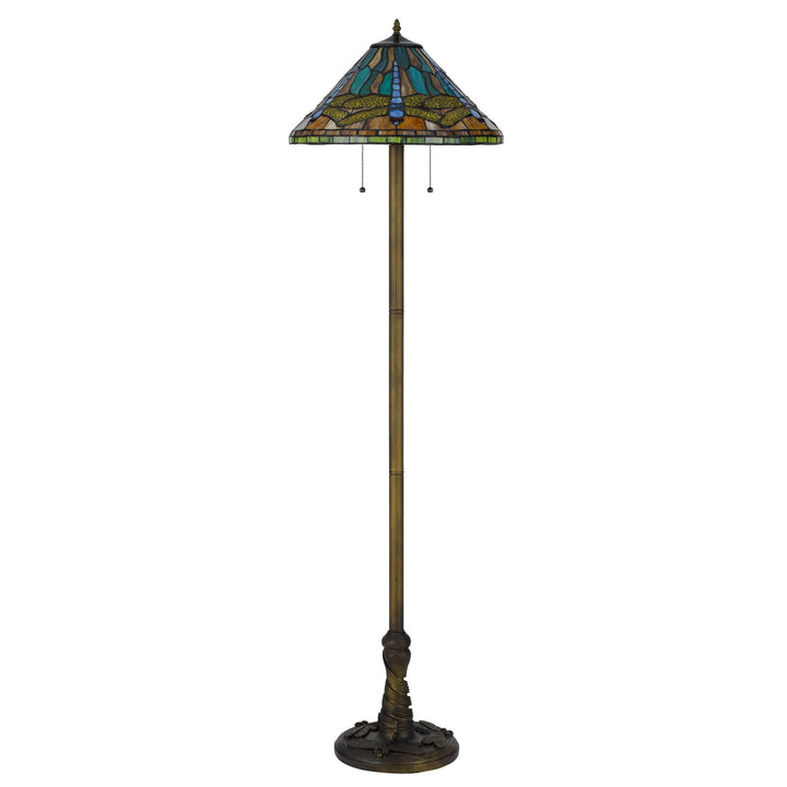 60W X 2 METAL/RESIN TIFFANY TABLE LAMP WITH PULL CHAIN SWITCHES Cal Lighting