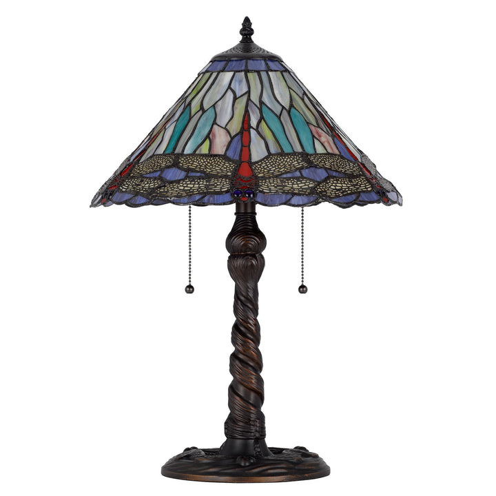 60W X 2 METAL/RESIN TIFFANY TABLE LAMP WITH PULL CHAIN SWITCHES Cal Lighting