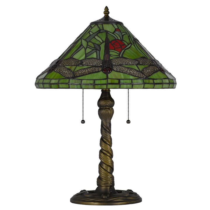 60W X 2 METAL/RESIN TIFFANY TABLE LAMP WITH PULL CHAIN SWITCHES Cal Lighting