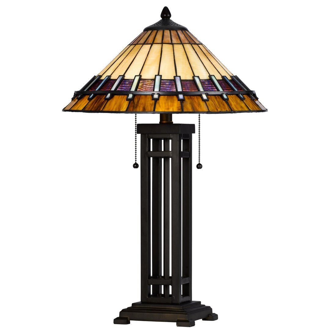 60W X 2 METAL/RESIN TIFFANY TABLE LAMP WITH PULL CHAIN SWITCHES Cal Lighting