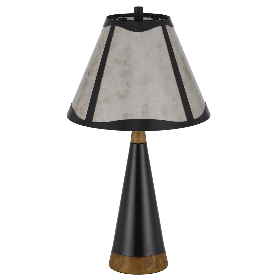 150W 3 WAY CLEMENTE METAL/BIRCH WOOD MICA TABLE LAMP Cal Lighting
