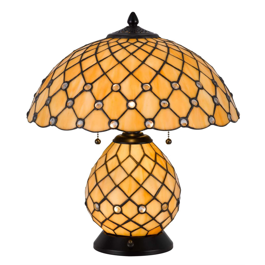 60W X 2 VALETTA TIFFANY TABLE LAMP WITH 2W INTEGRATED LED NIGHT LIGHT Cal Lighting