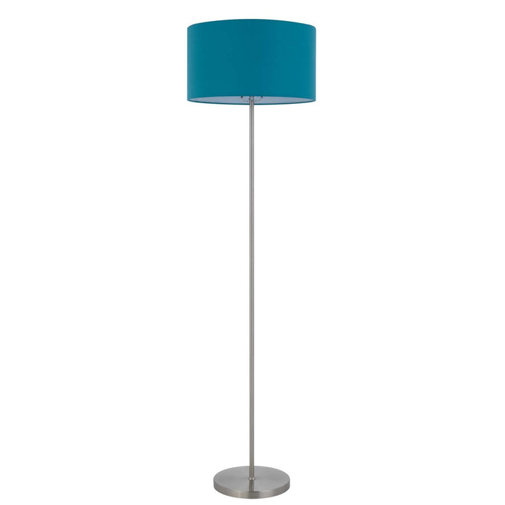 150W 3 WAYT CROMWELL METAL FLOOR LAMP WITH AQUA BLUE LINEN SHADE Cal Lighting