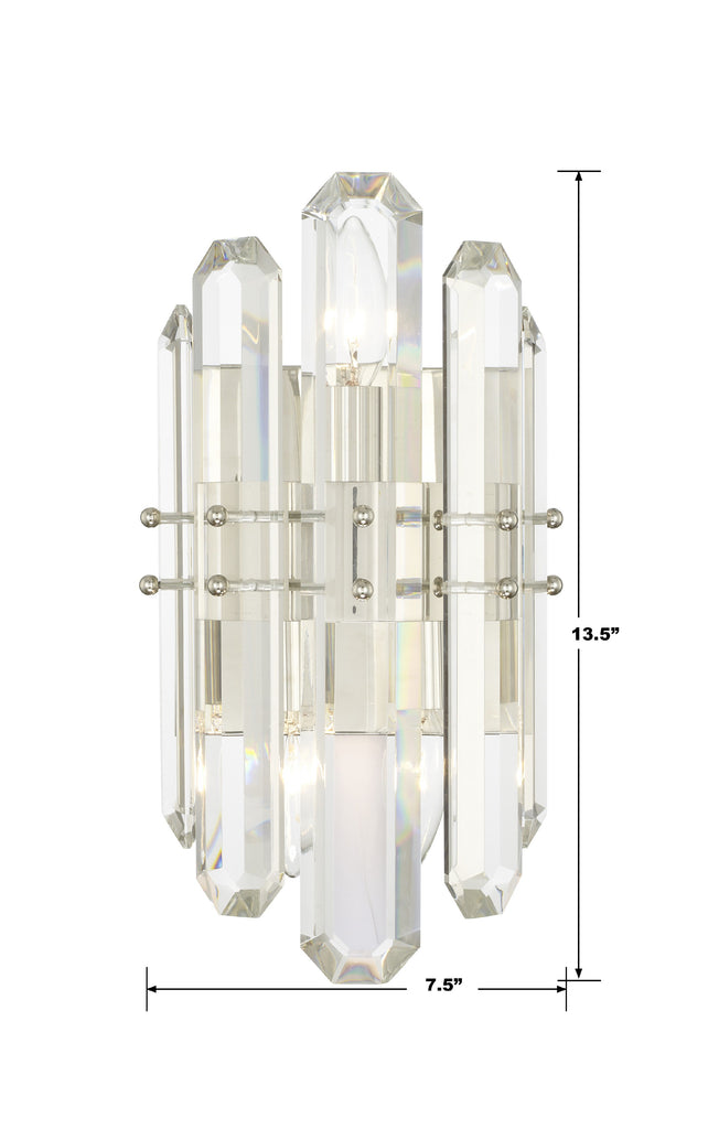 Crystorama Crystorama Bolton 2 Light Polished Nickel Sconce