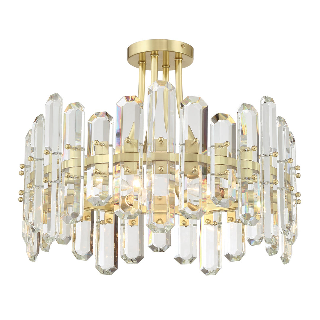 Bolton 4 Light Aged Brass Semi Flush Mount Crystorama