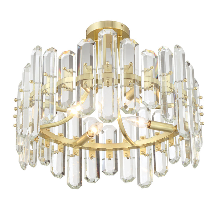 Bolton 4 Light Aged Brass Semi Flush Mount Crystorama