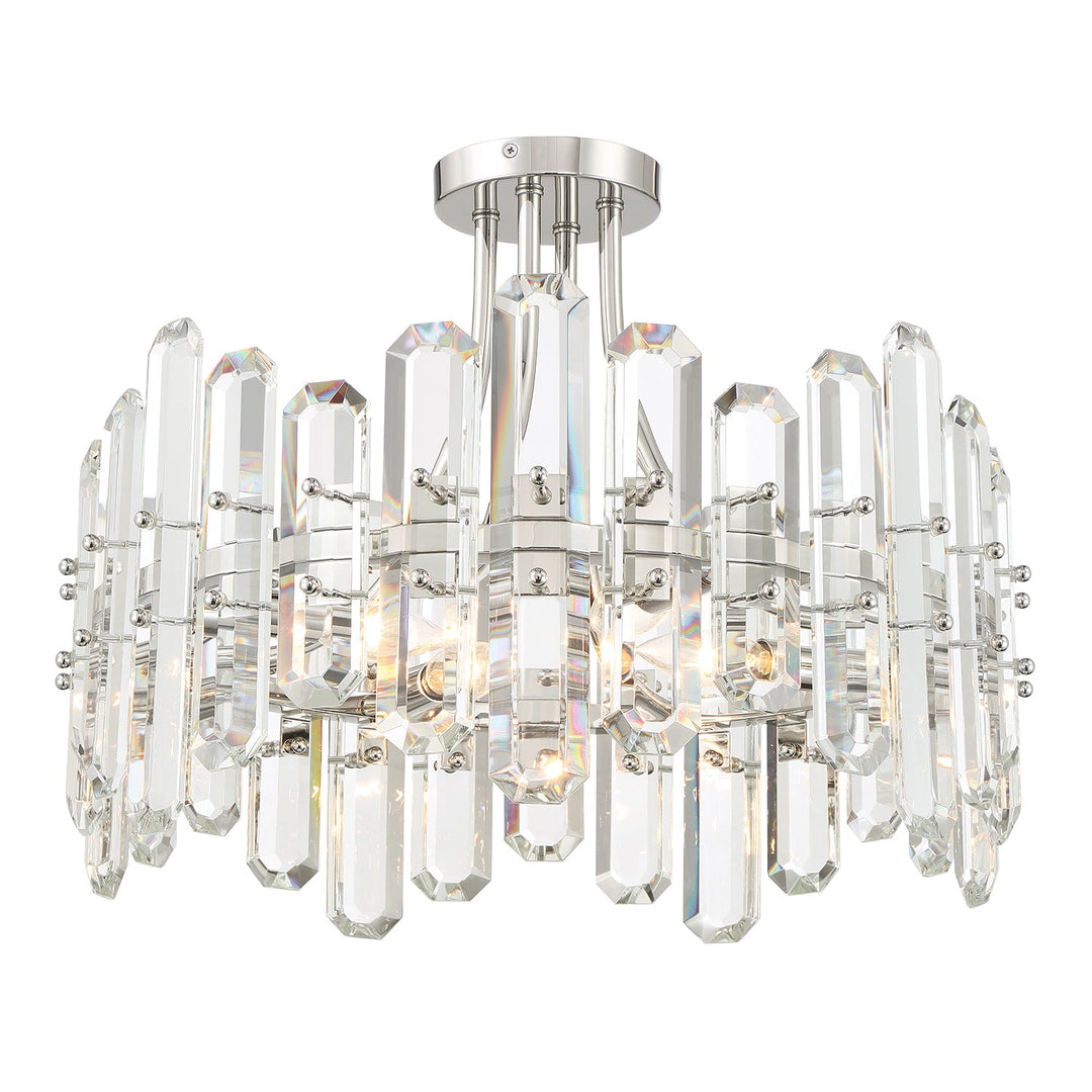 Bolton 4 Light Polished Nickel Semi Flush Mount Crystorama