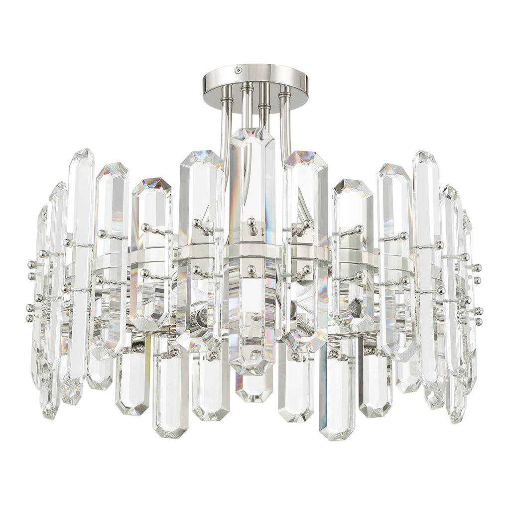 Bolton 4 Light Polished Nickel Semi Flush Mount Crystorama