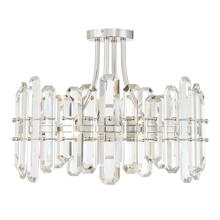 Bolton 4 Light Polished Nickel Semi Flush Mount Crystorama