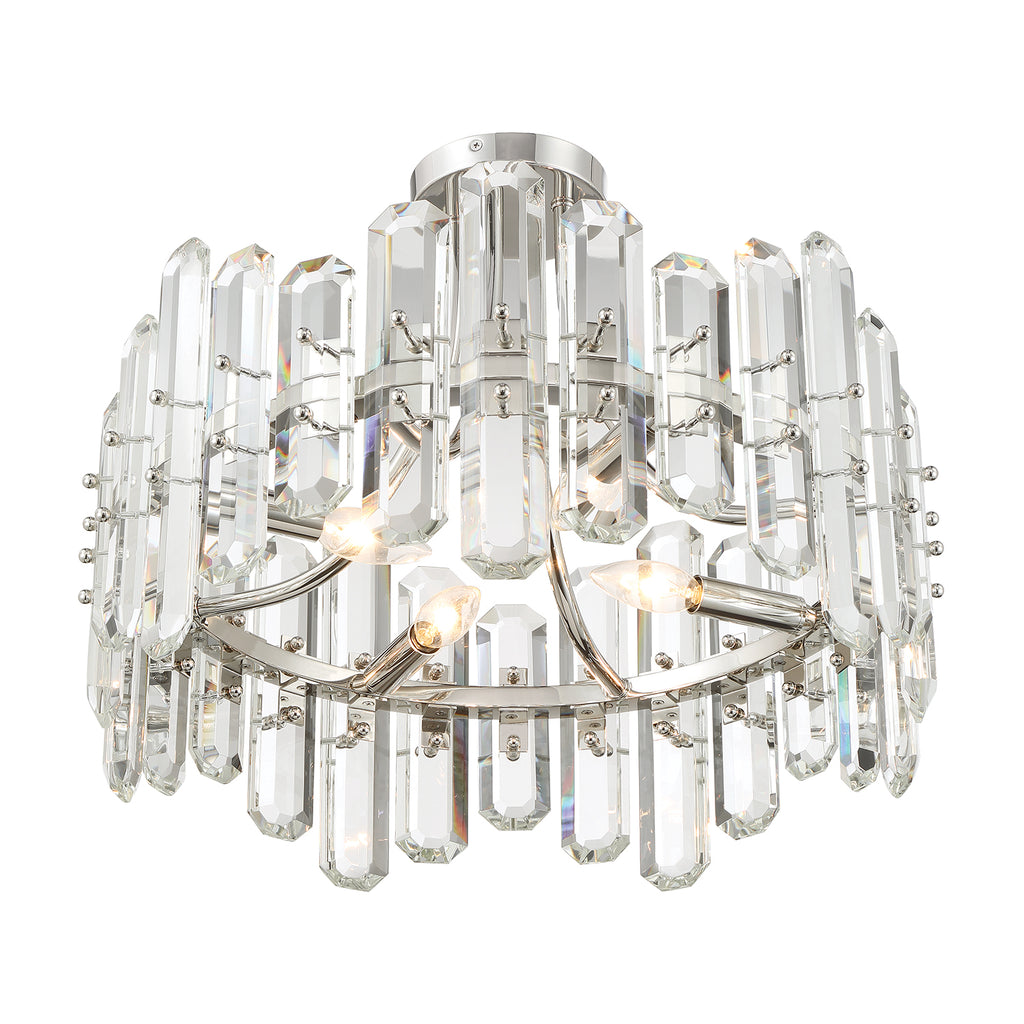 Bolton 4 Light Polished Nickel Semi Flush Mount Crystorama