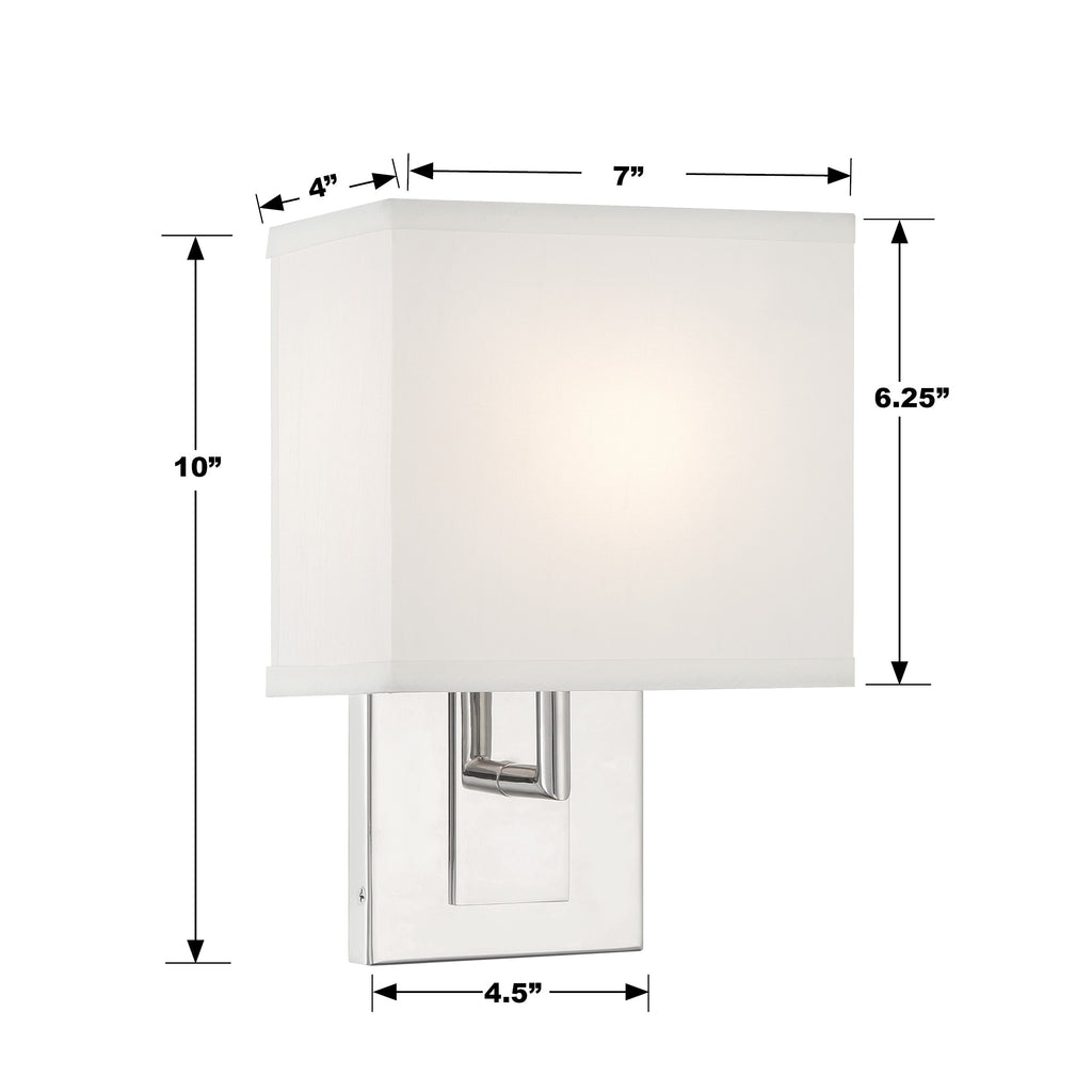Crystorama Crystorama Brent 1 Light Polished Nickel Sconce