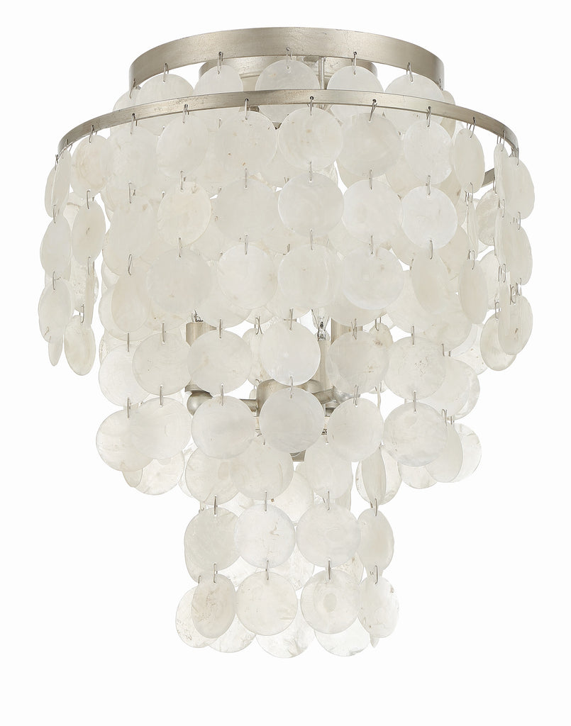 Brielle 3 Light Antique Silver Flush Mount Crystorama