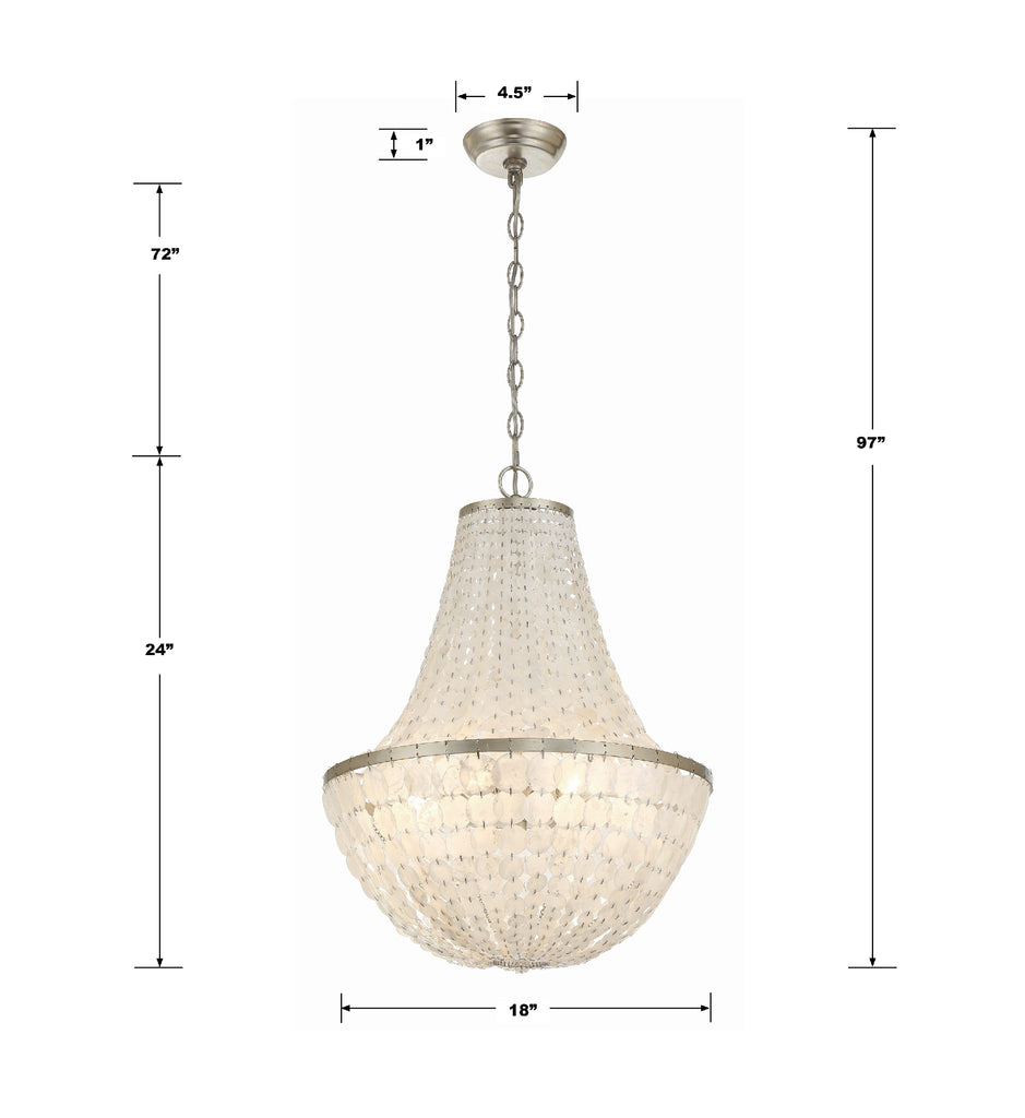 Crystorama Crystorama Brielle 6 Light Antique Silver Chandelier