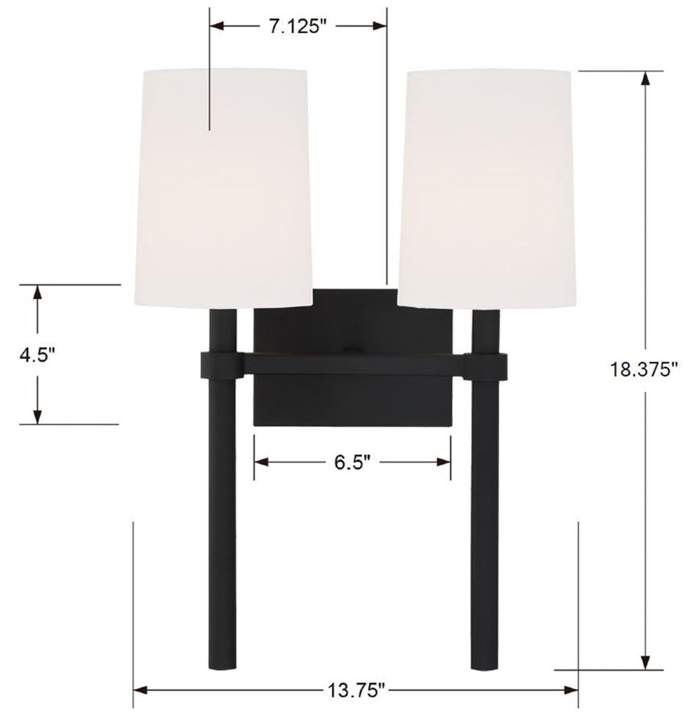 Crystorama Crystorama Bromley 2 Light Black Forged Sconce