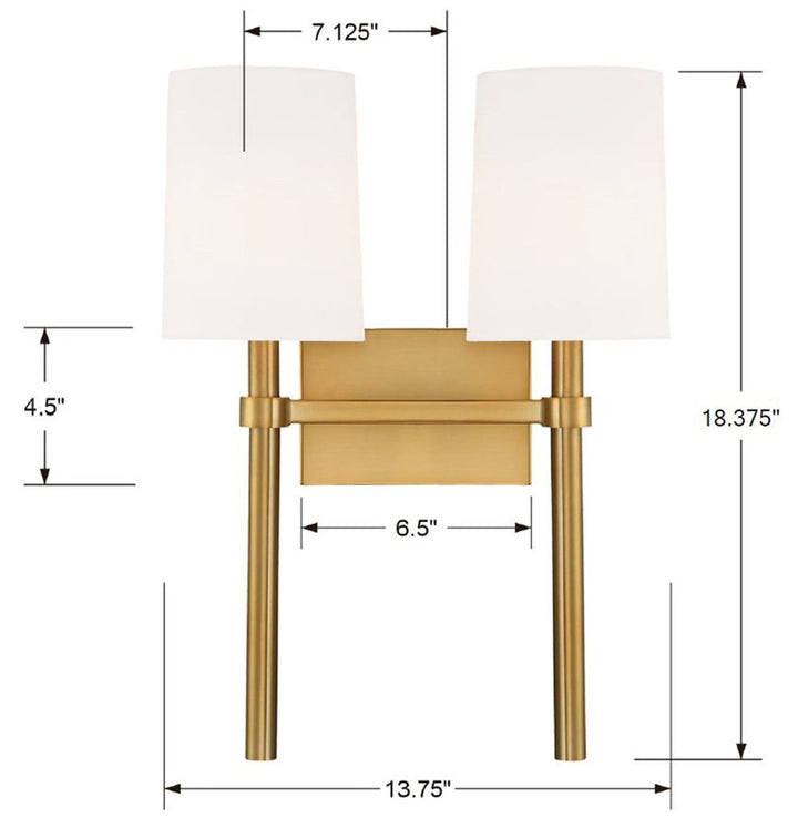 Crystorama Crystorama Bromley 2 Light Vibrant Gold Sconce