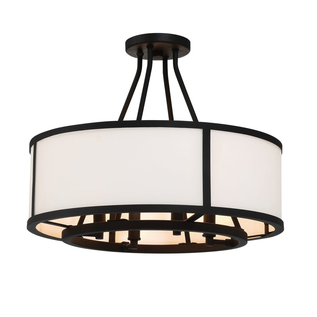 Bryant 4 Light Black Forged Semi Flush Mount Crystorama