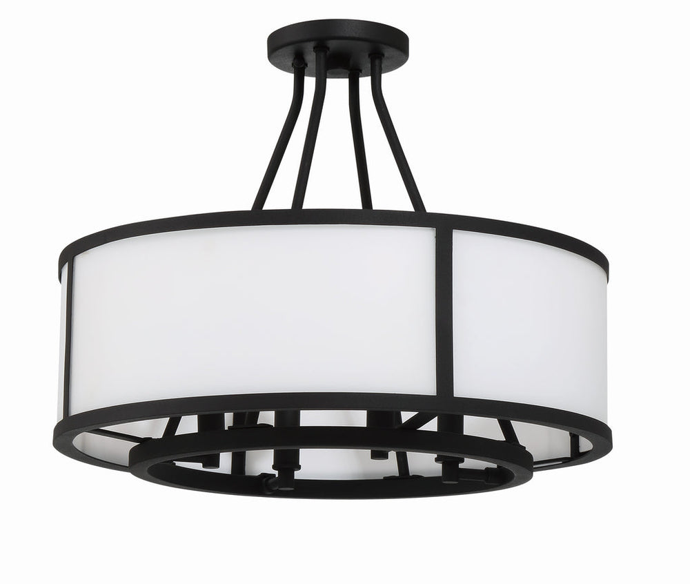 Bryant 4 Light Black Forged Semi Flush Mount Crystorama