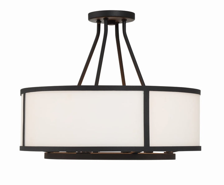 Bryant 4 Light Black Forged Semi Flush Mount Crystorama