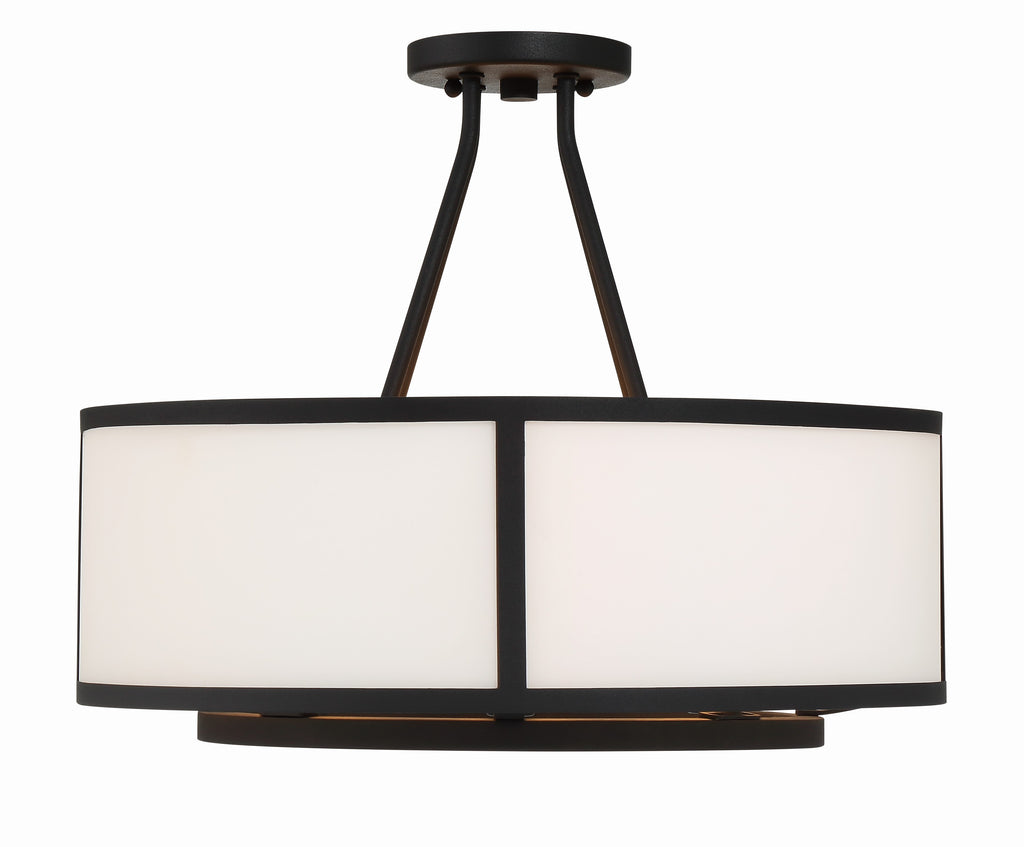 Bryant 4 Light Black Forged Semi Flush Mount Crystorama