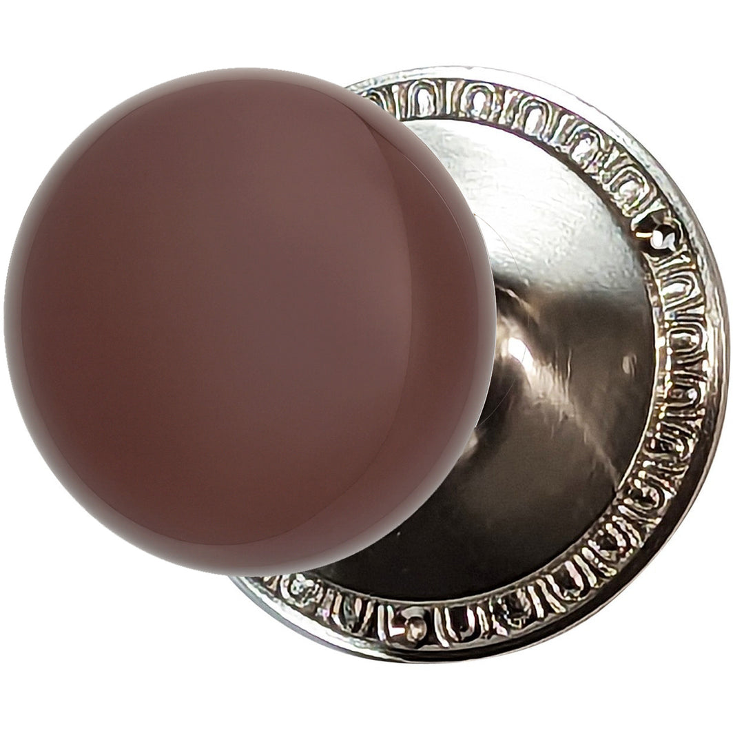 Egg & Dart Rosette Door Set with Brown Porcelain Door Knobs (Several Finishes Available)