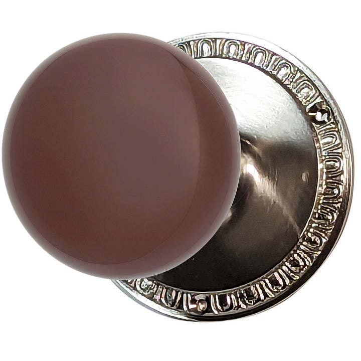 Egg & Dart Rosette Door Set with Brown Porcelain Door Knobs (Several Finishes Available)