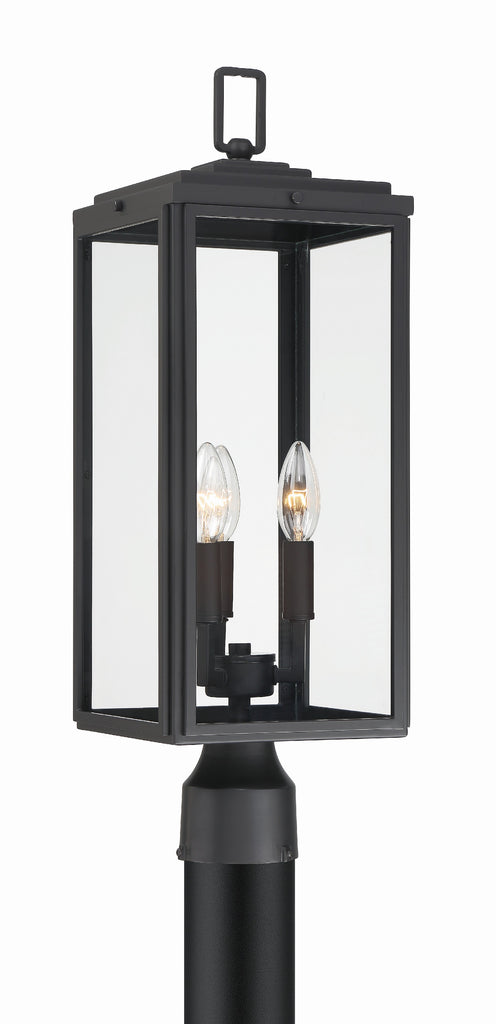 Byron 3 Light Matte Black Outdoor Post Crystorama