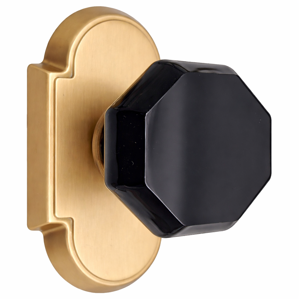Magnifique® Arched Door Set with Black Glass Octagon Knobs (Several Finishes Available)