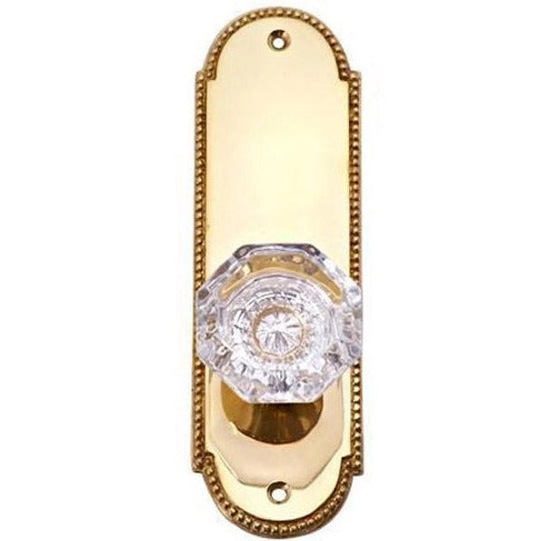 Arched Beaded Backplate Door Set with Octagon Crystal Door Knobs (Several Finishes Available) COPPER MOUNTAIN HARDWARE