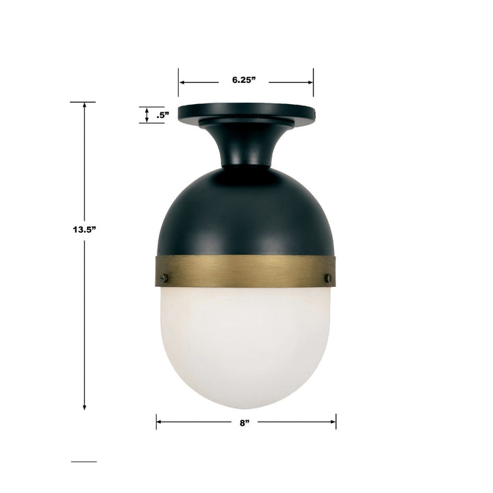 Brian Patrick Flynn Capsule 1 Light Matte Black + Textured Gold Outdoor Semi Flush Mount Crystorama