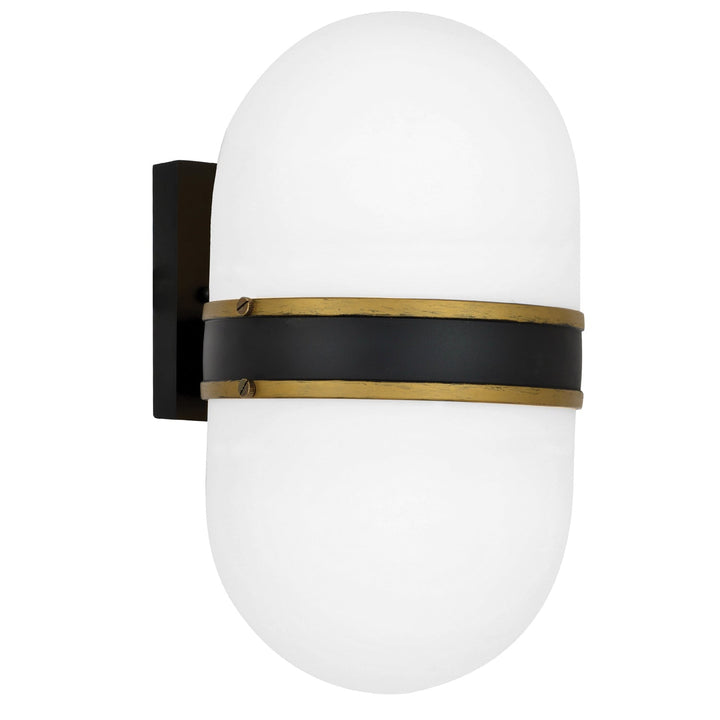 Brian Patrick Flynn Capsule 2 Light Matte Black + Textured Gold Outdoor Sconce Crystorama