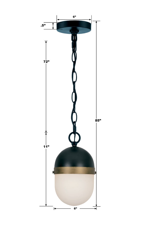 Brian Patrick Flynn Capsule 1 Light Matte Black + Textured Gold Outdoor Pendant Crystorama