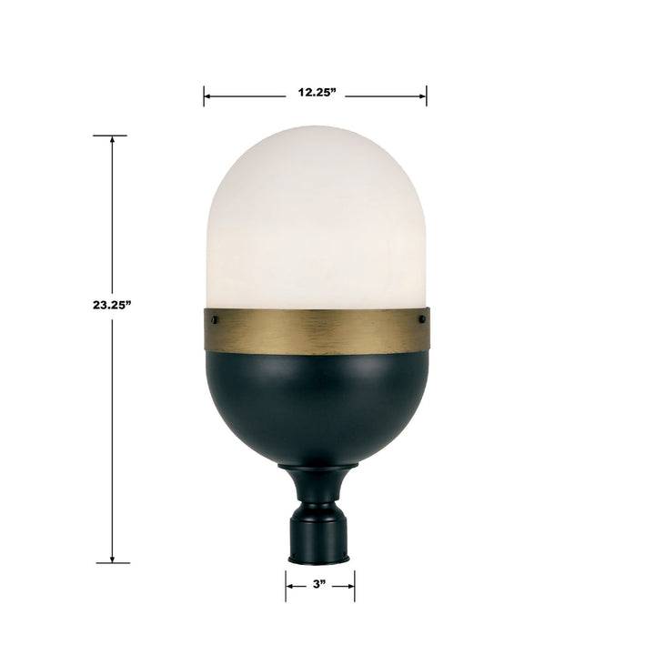 Brian Patrick Flynn Capsule 3 Light Matte Black + Textured Gold Outdoor Post Crystorama