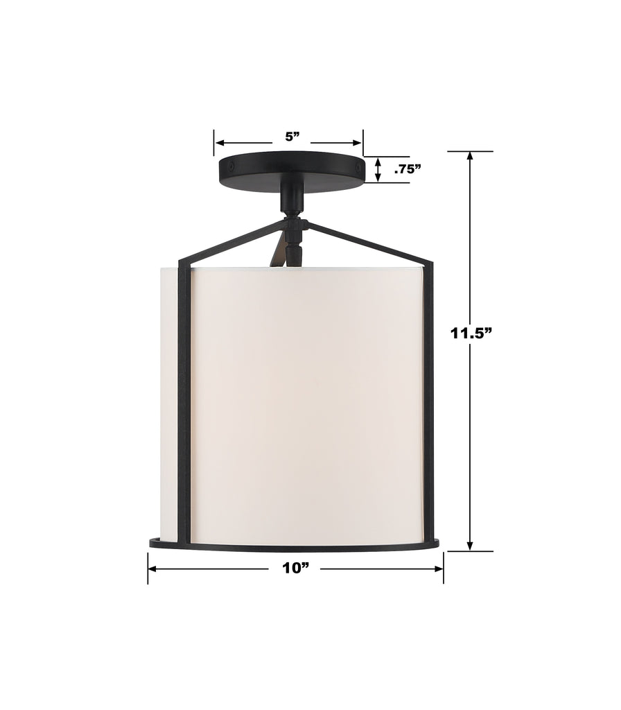 Carlyn 1 Light Black Semi Flush Mount Crystorama