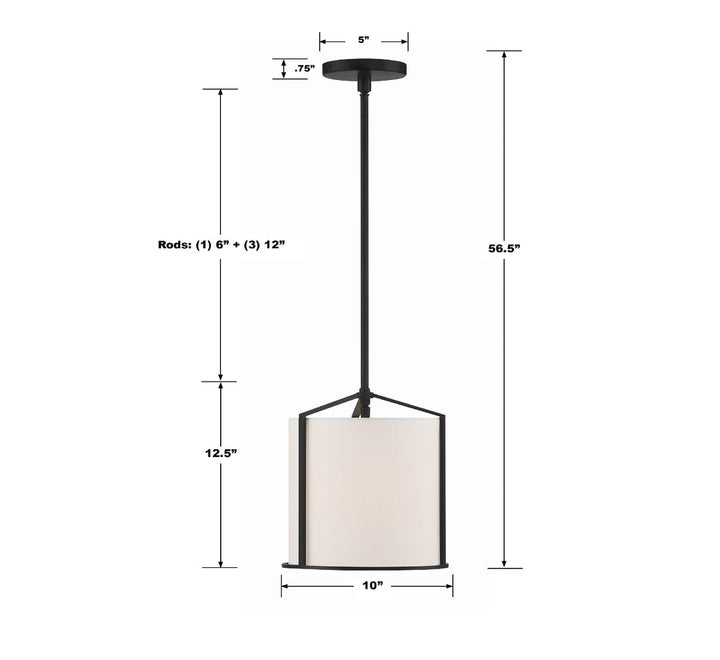 Crystorama Crystorama Carlyn 1 Light Black Mini Pendant