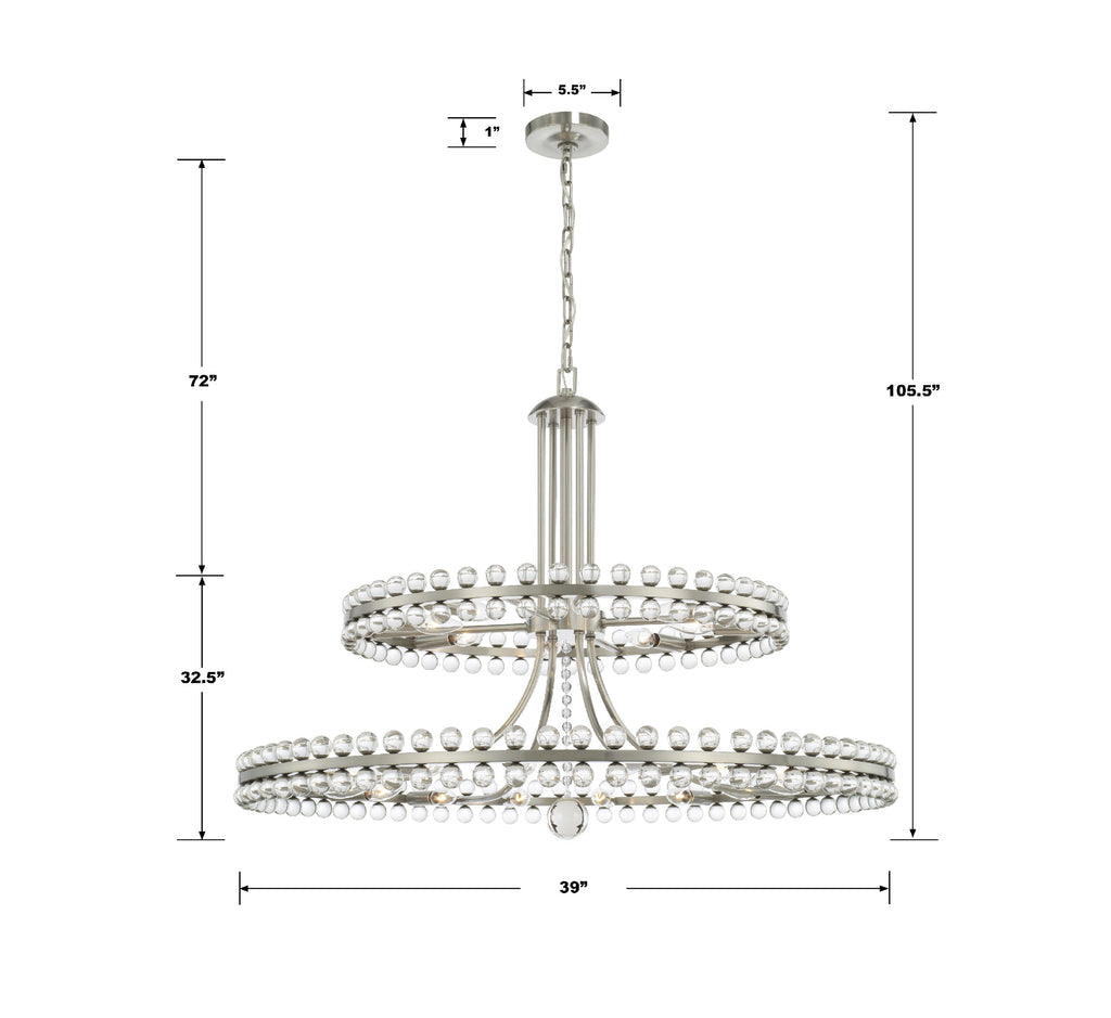 Crystorama Crystorama Clover 24 Light Aged Brass Two-tier Chandelier