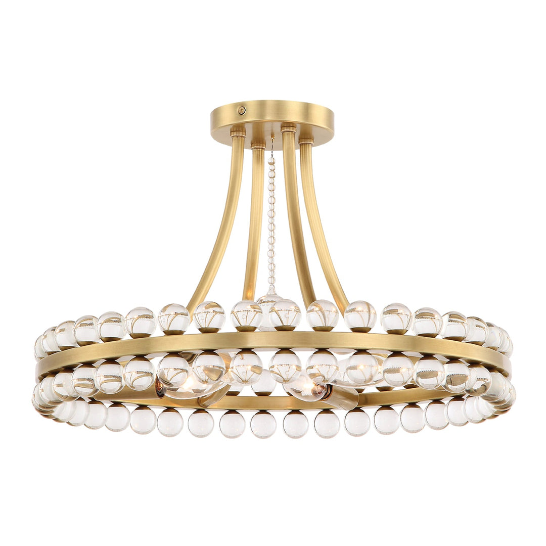 Clover 4 Light Aged Brass Semi Flush Mount Crystorama