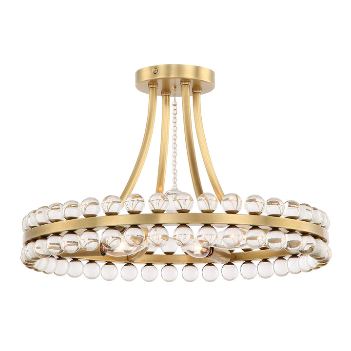 Clover 4 Light Aged Brass Semi Flush Mount Crystorama