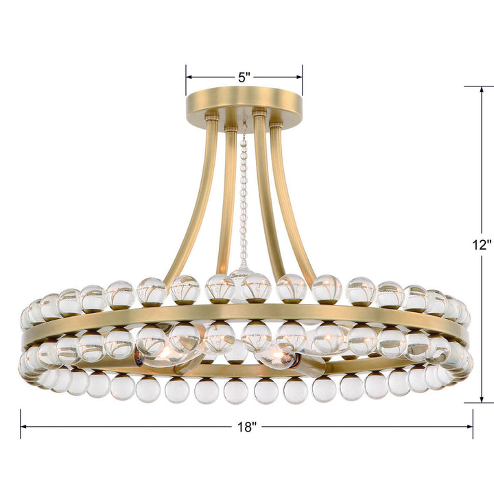 Clover 4 Light Aged Brass Semi Flush Mount Crystorama