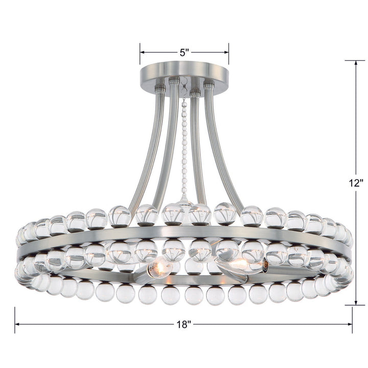 Clover 4 Light Aged Brass Semi Flush Mount Crystorama