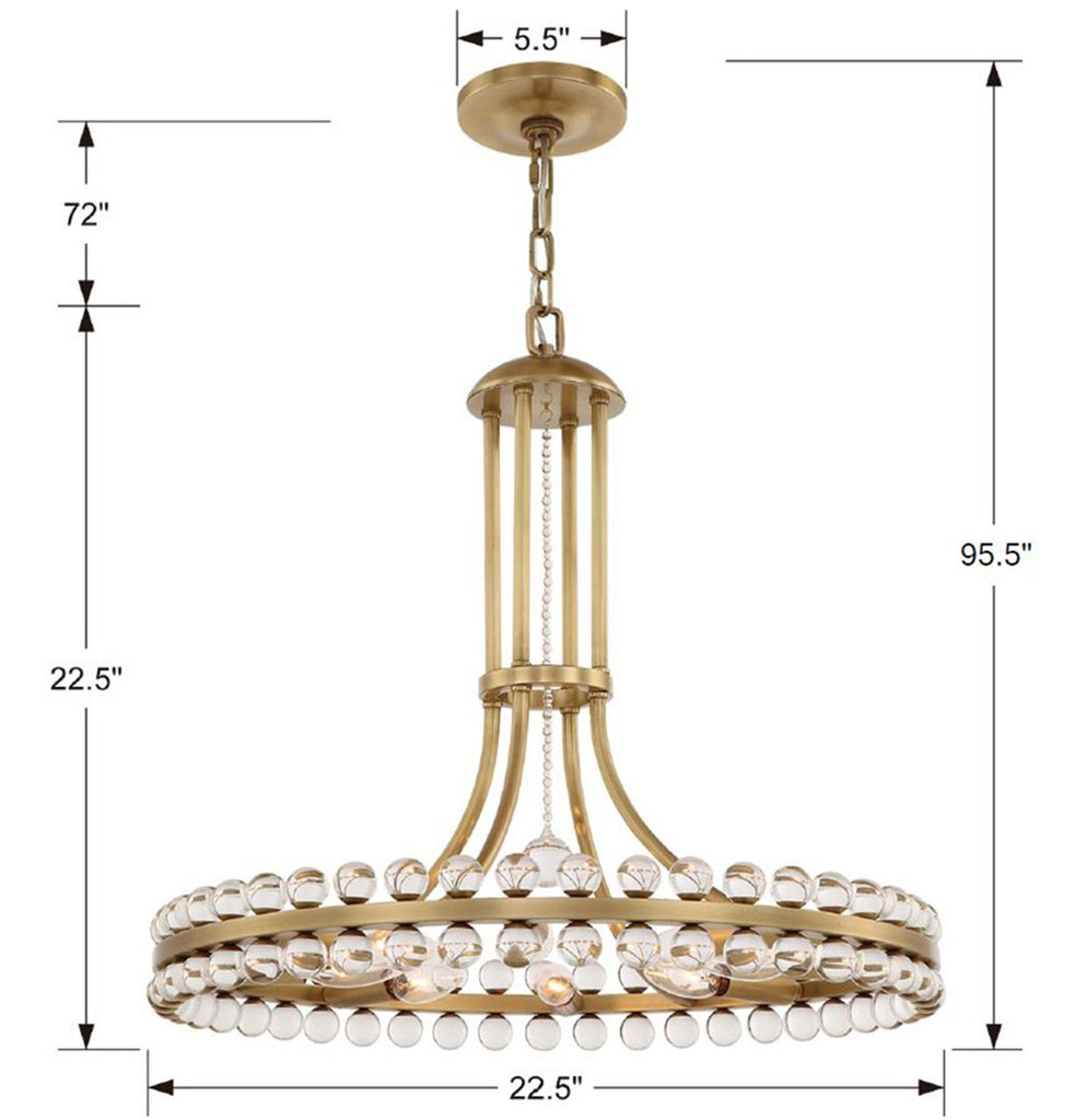 Crystorama Crystorama Clover 8 Light Aged Brass Chandelier