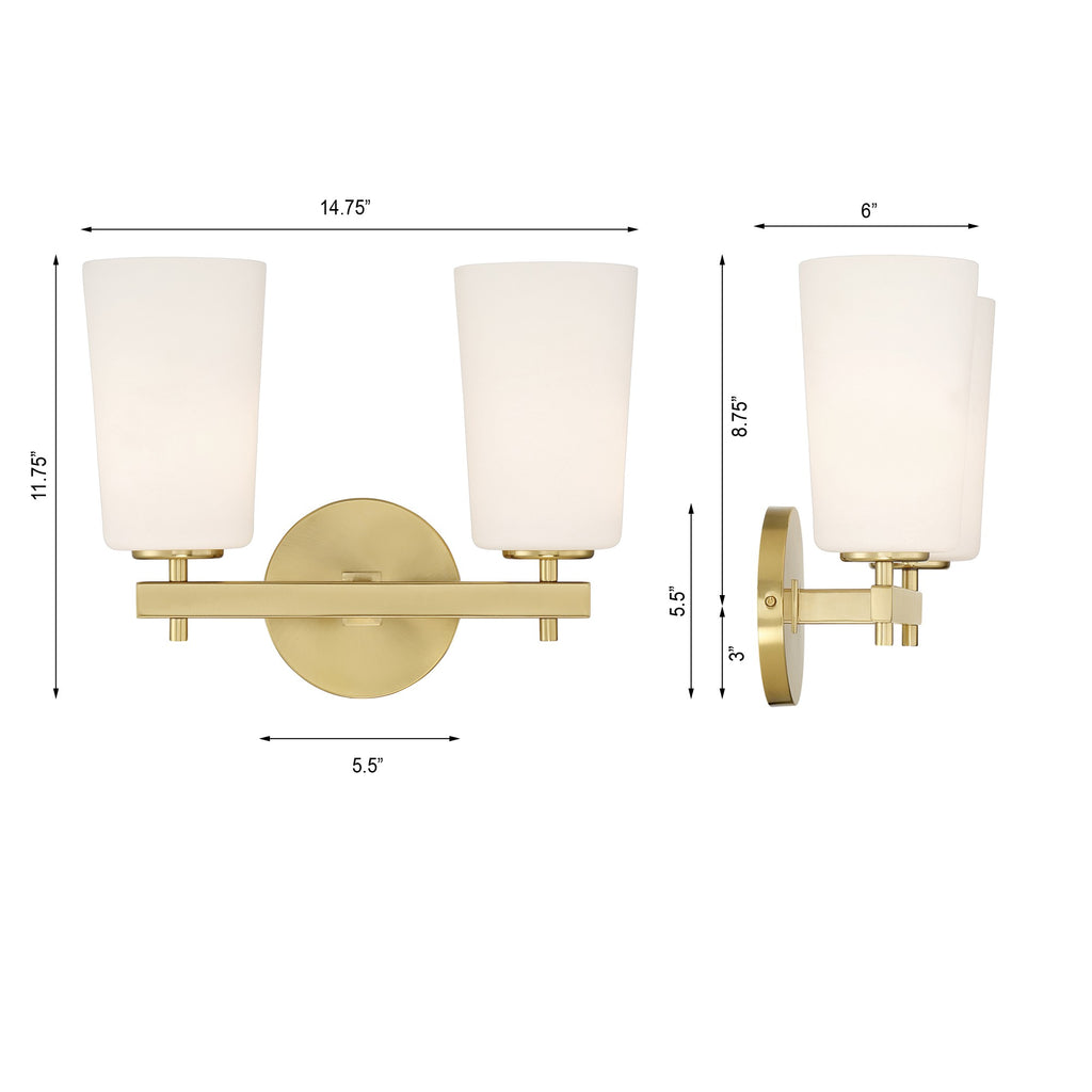Crystorama Crystorama Colton 2 Light Aged Brass Bathroom Vanity