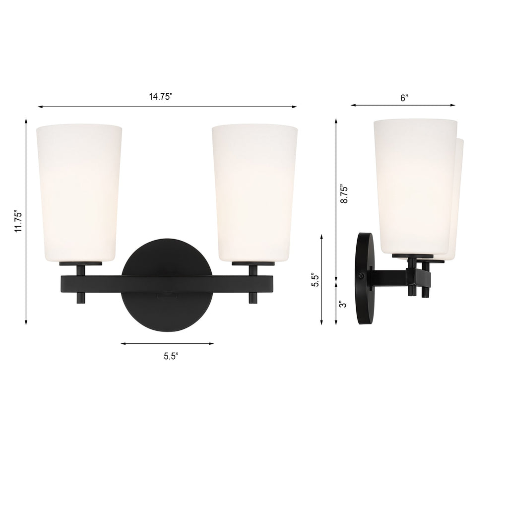 Crystorama Crystorama Colton 2 Light Black Bathroom Vanity