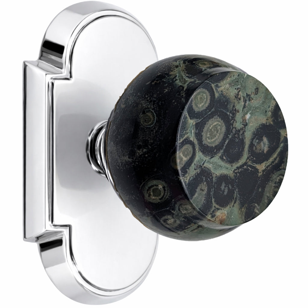 Magnifique® Arched Door Set with Crocodile Jasper Knobs (Several Finishes Available)