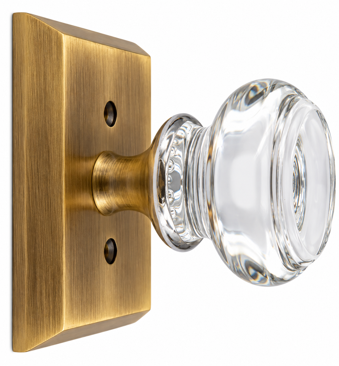 Magnifique® Rectangular Door Set with Crystal Round Knobs (Several Finishes Available)