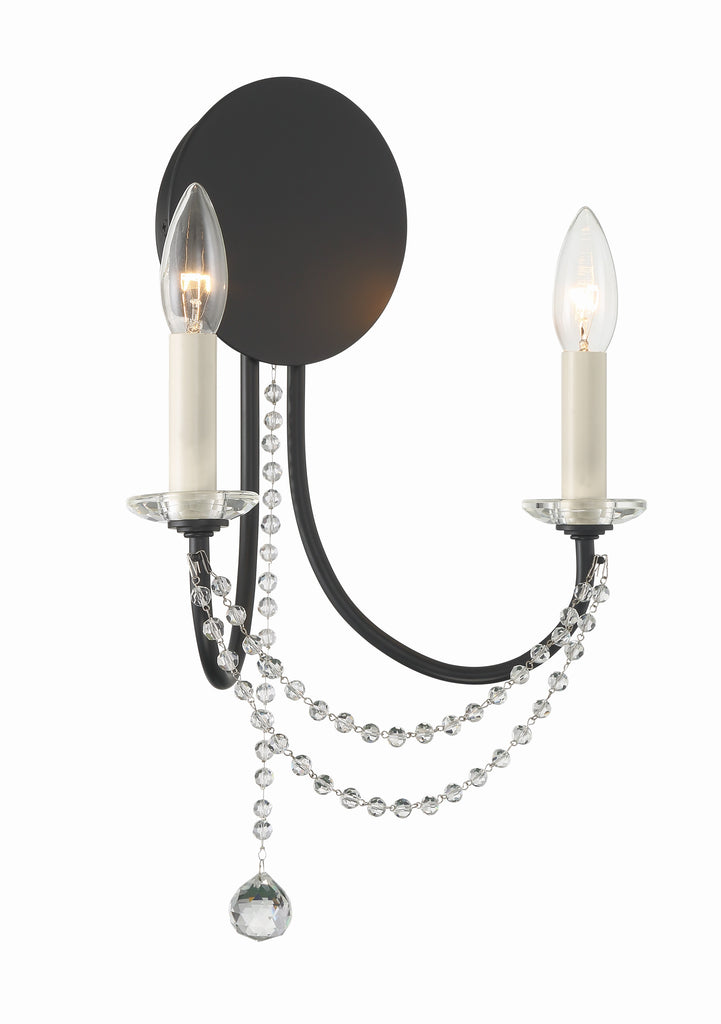 Crystorama Crystorama Delilah 2 Light Matte Black Sconce