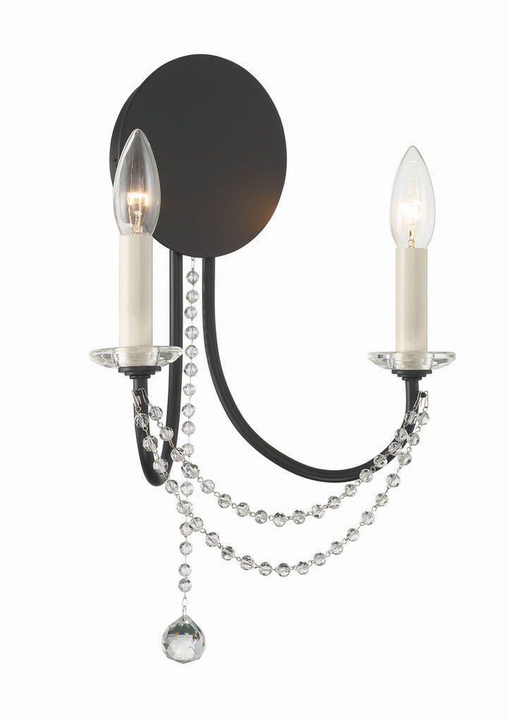 Crystorama Crystorama Delilah 2 Light Matte Black Sconce