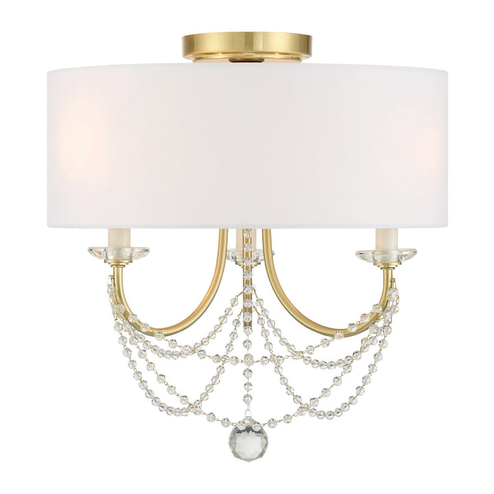 Delilah 3 Light Aged Brass Semi Flush Mount Crystorama